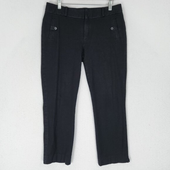 Banana Republic Pants Women 8 Black Mid Rise Straight Leg Cropped Stretch Casual - Picture 1 of 12